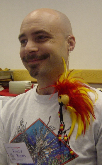 Best fan writer and number one fan face Randy B is decorated by Geri S