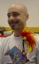 Best fan writer and number one fan face Randy B is decorated by Geri S