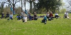 The audience for the softball game