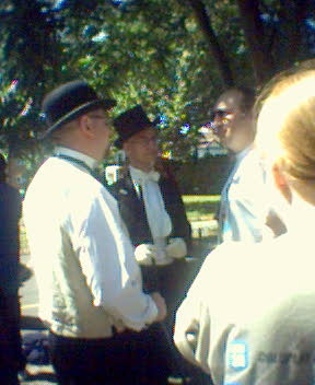 James and Stef dressed up