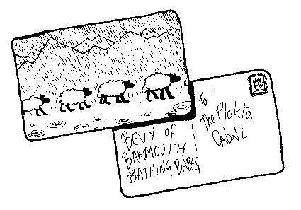 Poctsarcd with sheep