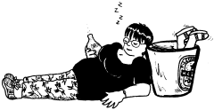 Illo of Alison and a bucket of Heineken