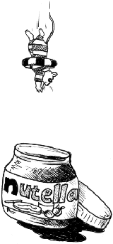Mouse diving into jar of Nutella